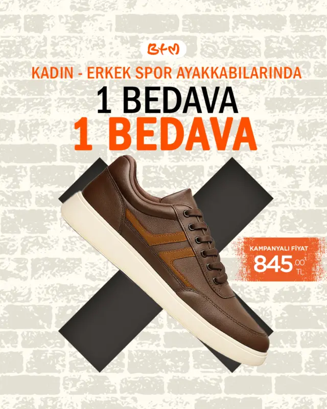 BTM’de Kadın & Erkek Spor Ayakkabılarında 1 Alana 1 Bedava!
Yeni sezonda spor şıklığını ikiye katlayan büyük fırsat başladı!
En sevilen kadın ve erkek spor ayakkabı modellerinde 1 alana 1 bedava kampanyası sizi bekliyor.
Stoklar hızla tükeniyor, avantajı kaçırmayın!
📍 Tüm BTM mağazalarının konumları: https://www.btmmoda.com/btm-magazalarimiz/
ℹ️ Online satışımız yoktur. Kampanya sadece mağazalarımızda geçerlidir.