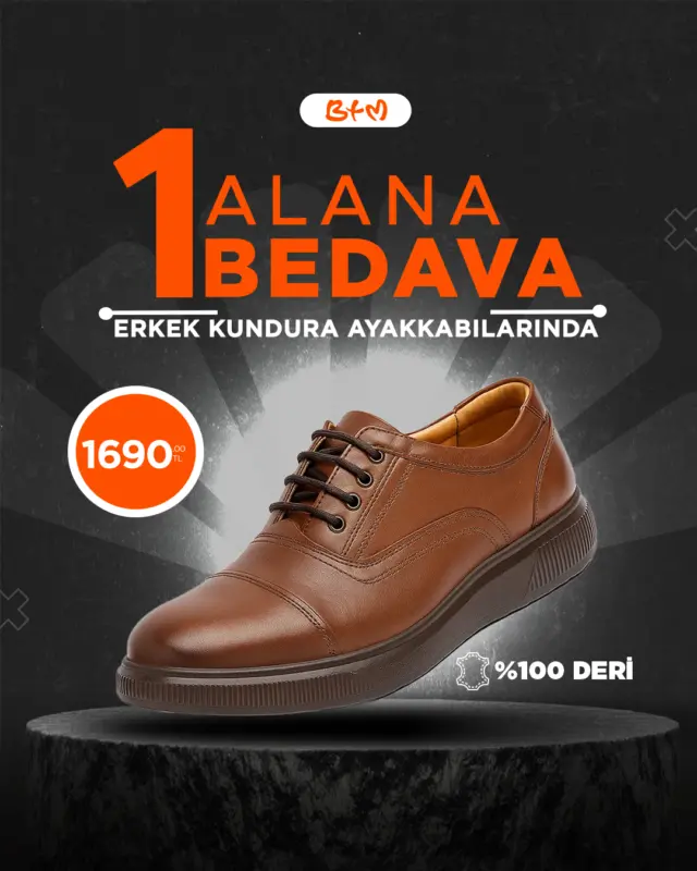 🖤 Şıklığın en asil hali BTM’de!
%100 DERİ erkek kunduralarda 1 alana 1 bedava fırsatı başladı! 👞
Klasik tarzını yenilemenin tam zamanı — bu fırsatı kaçırma!
Yalnızca mağazalarımızda geçerlidir.
👉 btmmoda.com/btm-magazalarimiz
Fırsat ürünleri dahil değildir.
