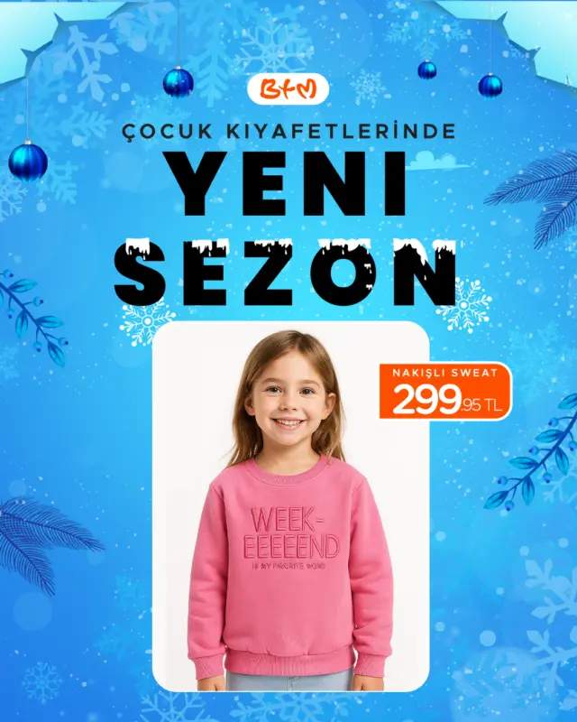 Çocuk giyimde yeni sezon BTM’de açıldı!
Rengârenk tasarımlar, sıcacık dokular ve bütçe dostu fiyatlarla miniklerin stilini yeniliyoruz.
Her yaş grubu için günlük, spor ve kışlık modeller sizi mağazalarımızda bekliyor.
Yeni sezonun tüm enerjisini keşfetmek için en yakın BTM mağazasına uğrayın!
📍 Mağaza konumları için:
https://www.btmmoda.com/btm-magazalarimiz/