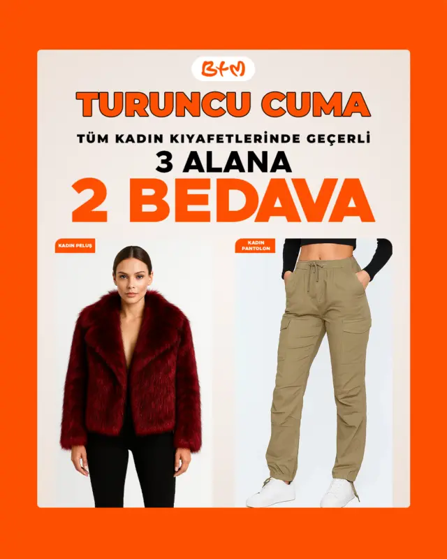 📣 BTM KADIN GİYİMDE BÜYÜK FIRSAT!
Şıklığını yenilemenin tam zamanı!
Kadın giyimde 3 ALANA 2 BEDAVA kampanyamız başladı! 🤩✨
📍 En yakın BTM mağazasını keşfet:
https://www.btmmoda.com/btm-magazalarimiz/