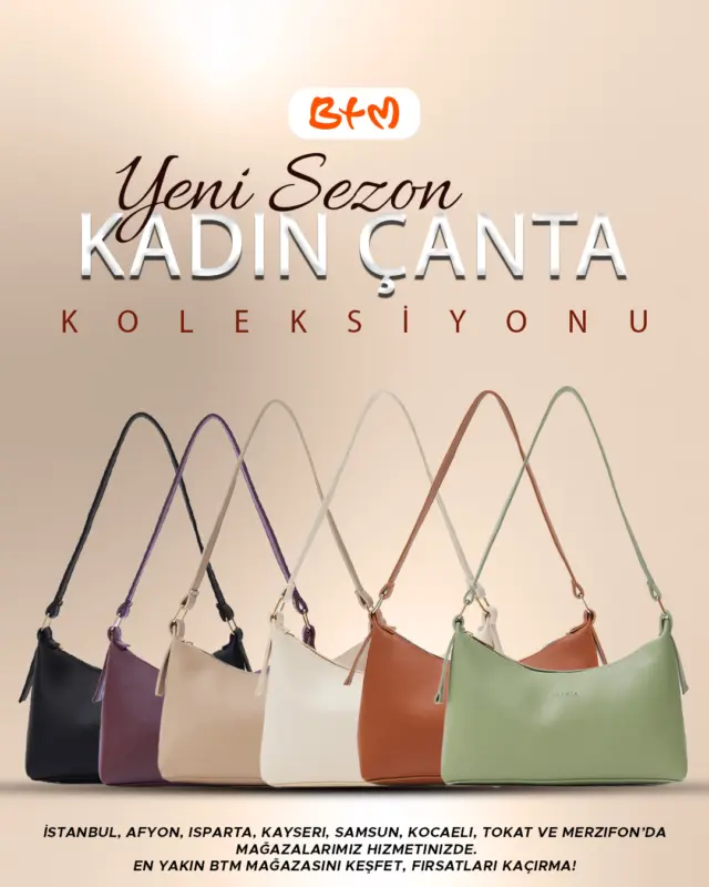 BTM’de Yeni Sezon Kadın Çantaları Şimdi Mağazalarda! 👜✨
Kaliteyi şıklıkla buluşturan yeni sezon çantalarımızı keşfetmek için mağazalarımıza bekliyoruz.
Uygun fiyat – yüksek kalite – yeni sezon şıklığı tek adreste!
📍 Mağaza konumlarımız:
https://www.btmmoda.com/btm-magazalarimiz/
Online satışımız yoktur.
