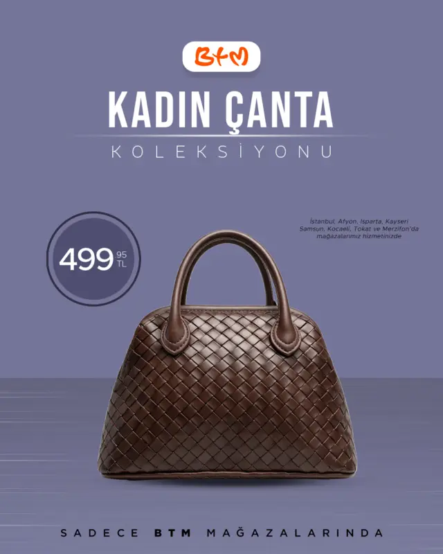👜 BTM Kadın Çanta Koleksiyonu ile şıklık artık çok daha ulaşılabilir!
Zarif dokusu ve modern tasarımıyla kombinlerinize güçlü bir dokunuş yapın.

Sana en yakın BTM mağazasında fırsatı yakala!
📍 Mağazalarımız: https://www.btm.com/btm-magazalarimiz