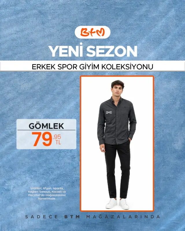 🔥 Yeni sezon erkek spor giyim koleksiyonu BTM’de!
Tarzını yenile, sezonu yakala. 🧡

📍 Sana en yakın mağazayı keşfet:
https://www.btm.com/btm-magazalarimiz