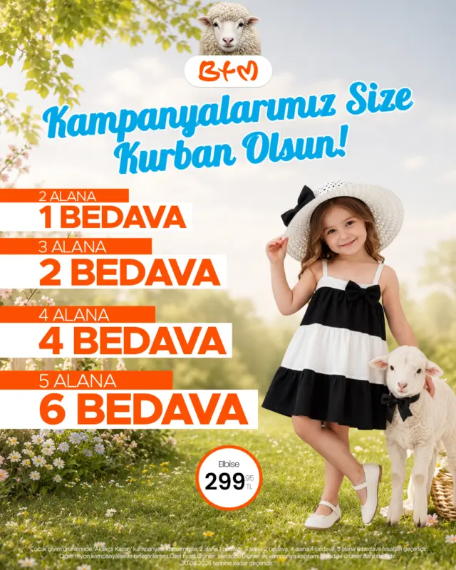 BTM’de çocukların bayram heyecanı başladı! 🧡
Kurban Bayramı’na özel çocuk giyim reyonunda birbirinden renkli kombinler ve kaçırılmayacak fırsatlar seni bekliyor 🎉

Aldıkça Kazan kampanyasıyla;
2 alana 1, 3 alana 2, 4 alana 4, 5 alana 6 BEDAVA fırsatı şimdi BTM mağazalarında!

Bayramın en tatlı kombinleri, en enerjik çocuk modası ve en avantajlı alışveriş BTM’de ✨
Miniklerin bayram şıklığını şimdi tamamla!

👉 Sana en yakın BTM mağazasını keşfet:
btmmoda.com/btm-magazalarimiz