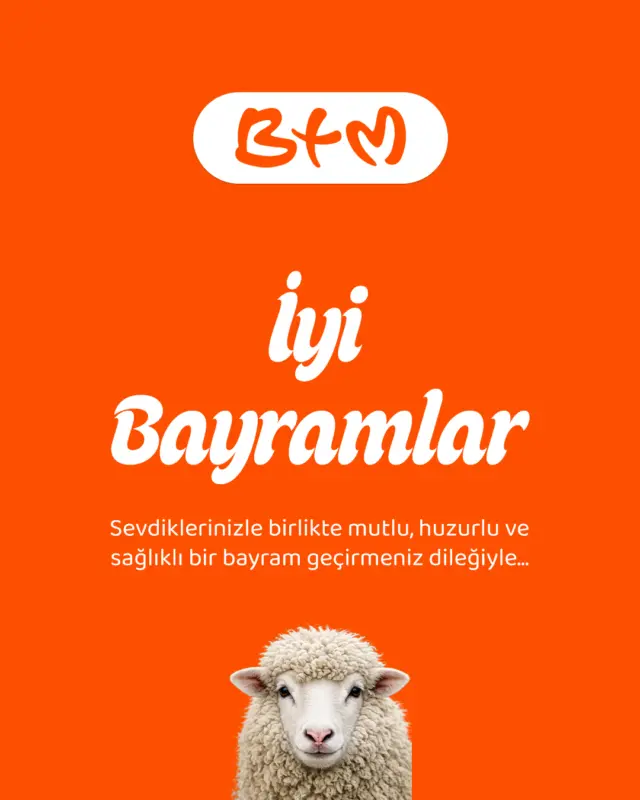 Sevdiklerinizle birlikte mutlu, huzurlu ve sağlıklı bir bayram geçirmeniz dileğiyle...