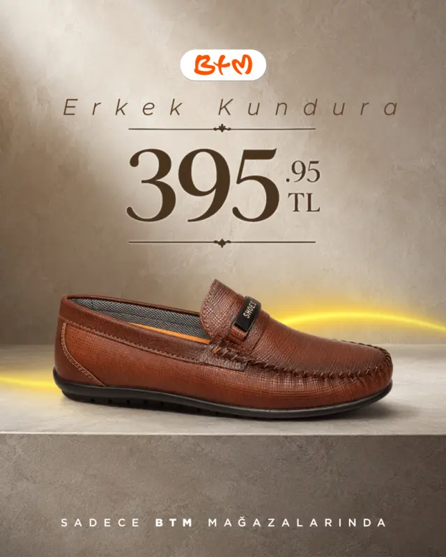 Erkek kundurada fırsatı yakala!
BTM’de erkek kundura ayakkabılar 395,95 TL fiyatıyla seni bekliyor.
📍 Sana en yakın BTM mağazasını keşfet:
https://www.btmmoda.com/btm-magazalarimiz/
