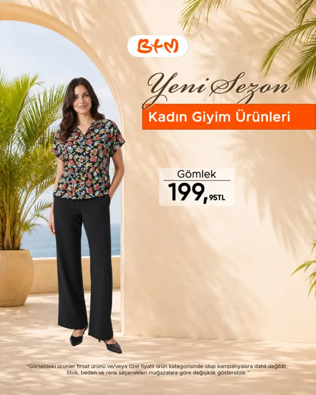 Yeni sezon bayan giyim ürünleri BTM’de seni bekliyor! 🧡

Etek, pantolon, gömlek ve tişört seçenekleriyle yaz stiline şık ve rahat bir dokunuş katma zamanı.

Yeni sezon parçalarını keşfetmek için sana en yakın BTM mağazasını ziyaret et:

https://www.btmmoda.com/btm-magazalarimiz/