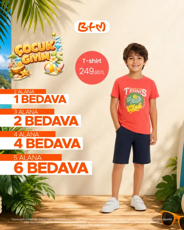 BTM’de çocuk giyimde aldıkça kazandıran fırsat başladı! ☀️
2 alana 1 bedava
3 alana 2 bedava
4 alana 4 bedava
5 alana 6 bedava fırsatı BTM mağazalarında seni bekliyor.
📍 Sana en yakın BTM mağazasını keşfet:
https://www.btmmoda.com/btm-magazalarimiz/